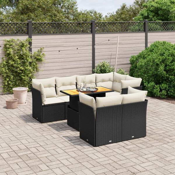 vidaXL Salon de jardin 8 pcs avec coussins noir r&eacute;sine tress&eacute;e