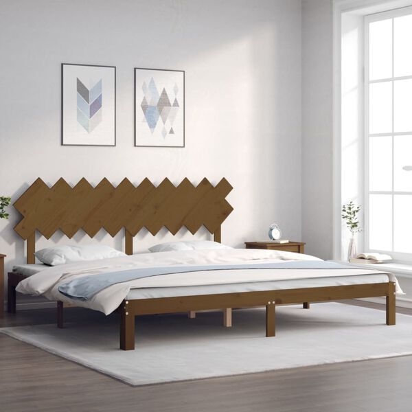 vidaXL Cadre de lit sans matelas marron miel 200x200cm bois pin massif