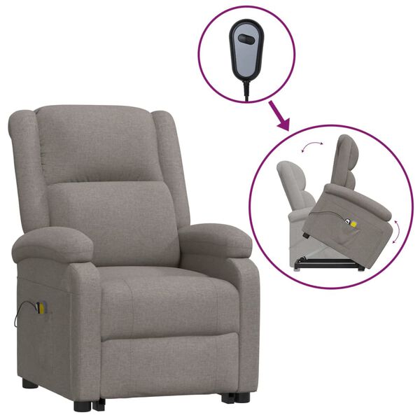 vidaXL Fauteuil de massage Taupe Tissu