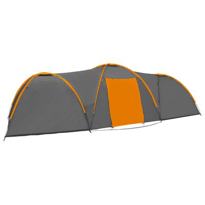 vidaXL Tente igloo de camping 650x240x190cm 8 personnes Gris et orange