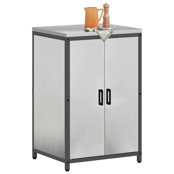 vidaXL Rangement de cuisine avec &eacute;tag&egrave;re Argent 60 x 50 x 92 cm Acier