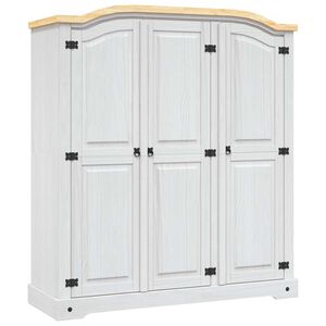 vidaXL Garde-robe avec 3 portes Gamme Corona pin mexicain Blanc