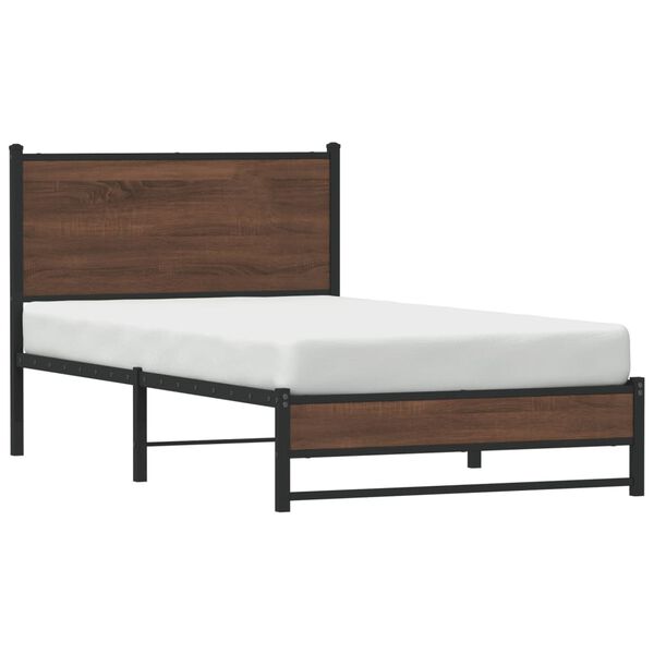 vidaXL Cadre de lit en métal sans matelas chêne marron 100x190 cm