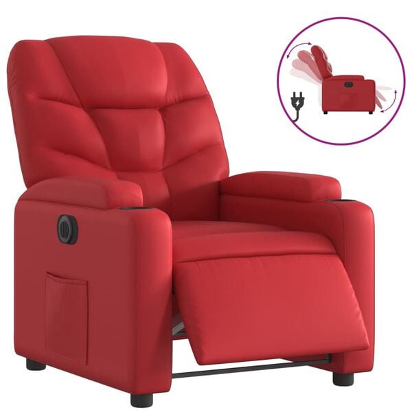 vidaXL Fauteuil inclinable &eacute;lectrique Rouge Similicuir