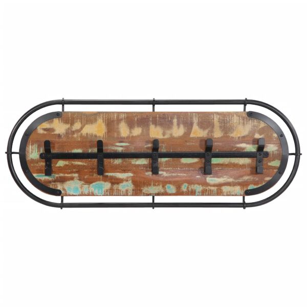 vidaXL Porte-manteau mural avec 5 crochets bois massif r&eacute;cup&eacute;r&eacute;