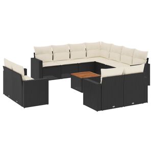 vidaXL Salon de jardin avec coussins 13 pcs noir r&eacute;sine tress&eacute;e