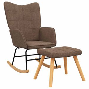 vidaXL Chaise &agrave; bascule avec tabouret Marron Tissu
