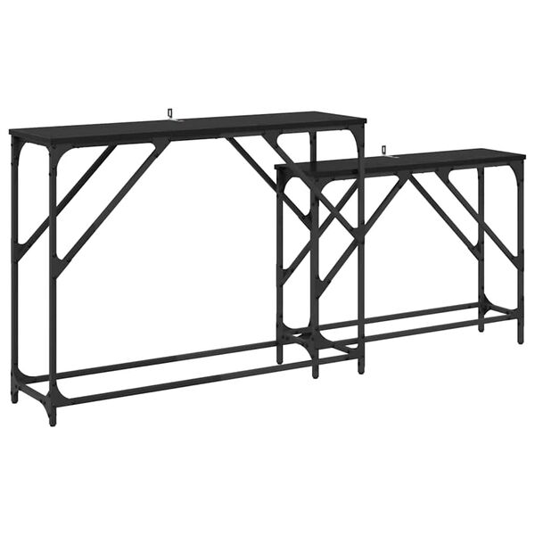 vidaXL Table console 2 pcs Ch&ecirc;ne noir 100 x 28 x 75 cm
