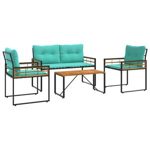 vidaXL Ensemble de meubles d'extérieur avec coussin 4 pcs Turquoise