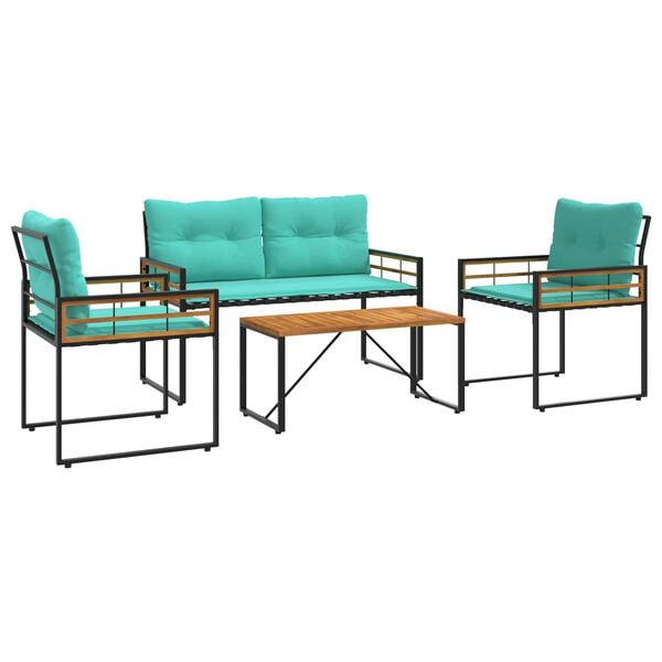 vidaXL Ensemble de meubles d'extérieur avec coussin 4 pcs Turquoise