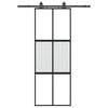 vidaXL Porte coulissante kit quincaillerie noir 76x205 cm verre trempé