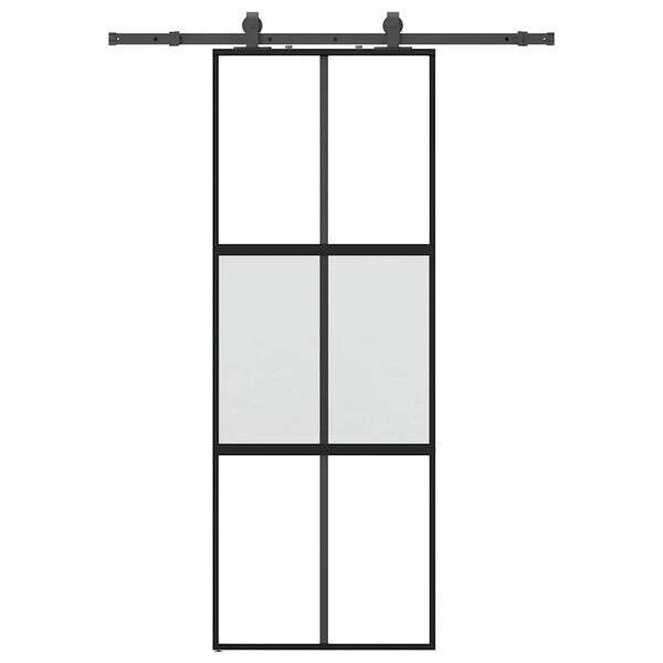 vidaXL Porte coulissante kit quincaillerie noir 76x205 cm verre trempé
