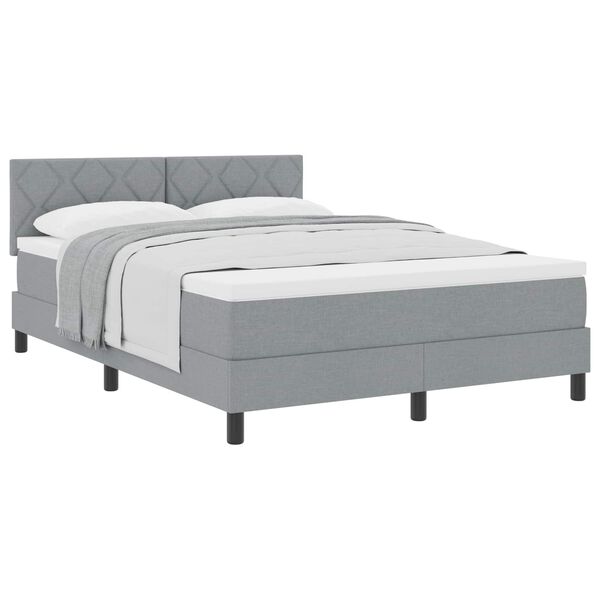 vidaXL Lit &agrave; ressorts avec matelas Gris clair 140 x 190 cm tissu