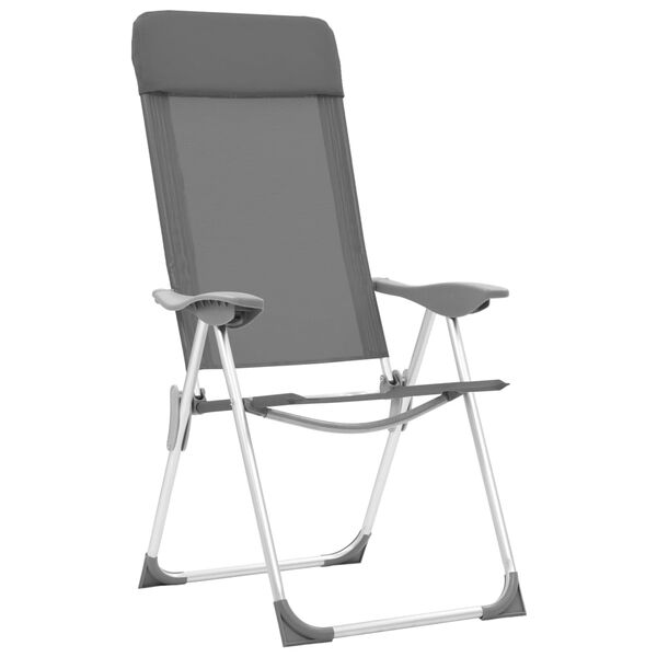 vidaXL Chaises de camping pliables lot de 4 Gris Aluminium
