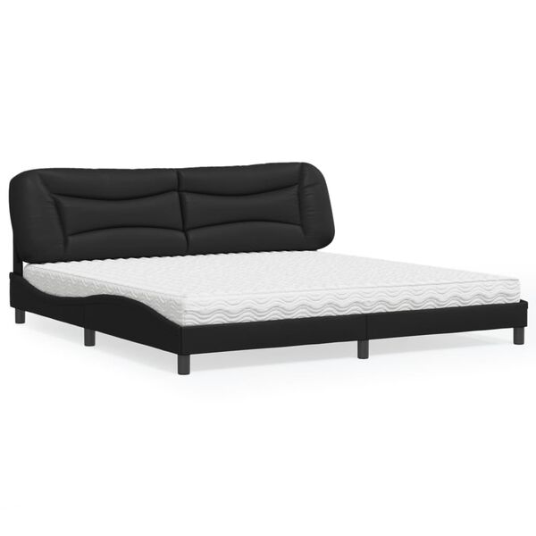 vidaXL Lit avec matelas Hvar noir 200x200 cm similicuir