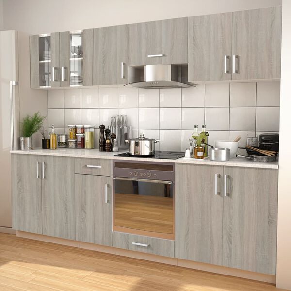 vidaXL Meubles de cuisine 8 pcs avec hotte Aspect de ch&ecirc;ne