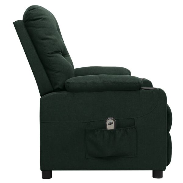 vidaXL Fauteuil inclinable &eacute;lectrique Vert fonc&eacute; Tissu