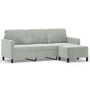vidaXL Canap&eacute; &agrave; 3 places avec repose-pieds Noir 180 cm Velours