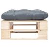 vidaXL Repose-pied palette de jardin avec coussin gris bois naturel