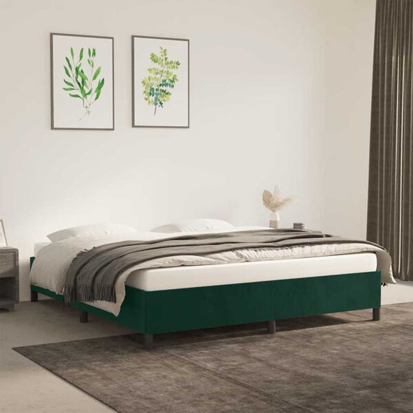 vidaXL Cadre de lit sans matelas vert fonc&eacute; 180x200 cm velours