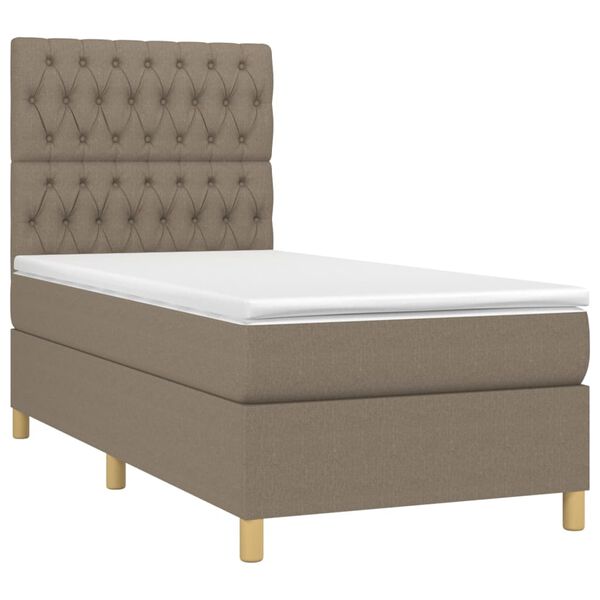 vidaXL Sommier &agrave; lattes de lit et matelas et LED Taupe 100x200cm Tissu