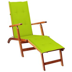 vidaXL Chaise longue d'ext&eacute;rieur repose-pied et coussin Acacia solide