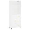 vidaXL Buffet haut Blanc 69,5x34x180 cm Bois d'ing&eacute;nierie