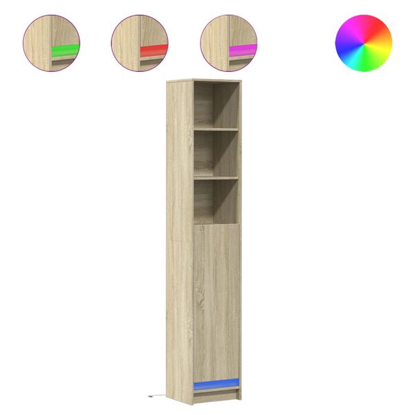 vidaXL Buffet avec LED ch&ecirc;ne sonoma 36x32,5x200 cm bois d'ing&eacute;nierie