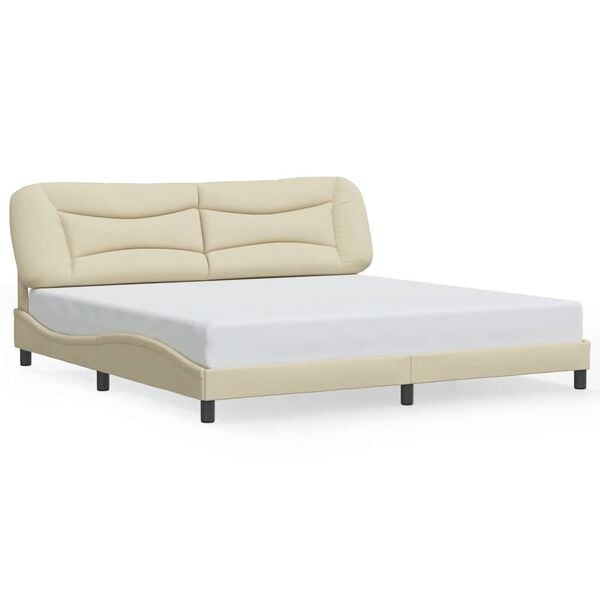 vidaXL Cadre de lit sans matelas Hvar cr&egrave;me 200x200 cm tissu
