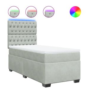 vidaXL Sommier &agrave; lattes de lit et matelas Gris clair 80x200 cm Velours