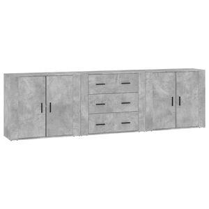 vidaXL Buffets 3 pcs gris b&eacute;ton bois d'ing&eacute;nierie