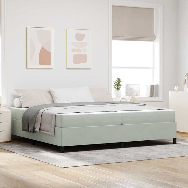 vidaXL Cadre de lit avec matelas Gris clair 200 x 200 cm tissu