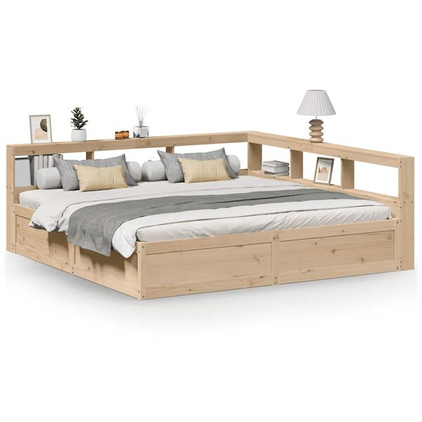 vidaXL Lit biblioth&egrave;que sans matelas 200x200 cm bois massif de pin