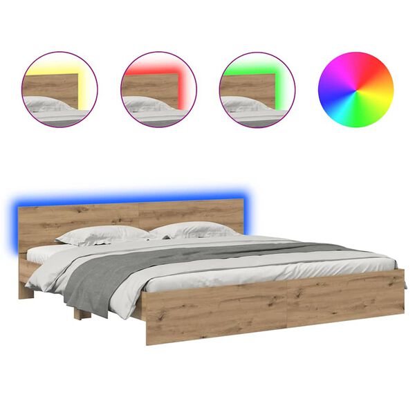 vidaXL Cadre de lit Ch&ecirc;ne artisanal 200 x 200 cm Bois d'ing&eacute;nierie