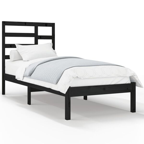 vidaXL Cadre de lit sans matelas noir bois massif 100x200 cm