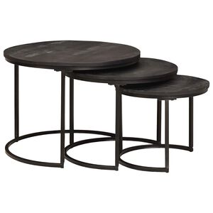 vidaXL Tables basses gigognes 3 pcs Bois de mangue massif et acier