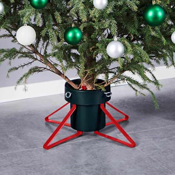 vidaXL Support de sapin de No&euml;l Vert et rouge 46x46x19 cm