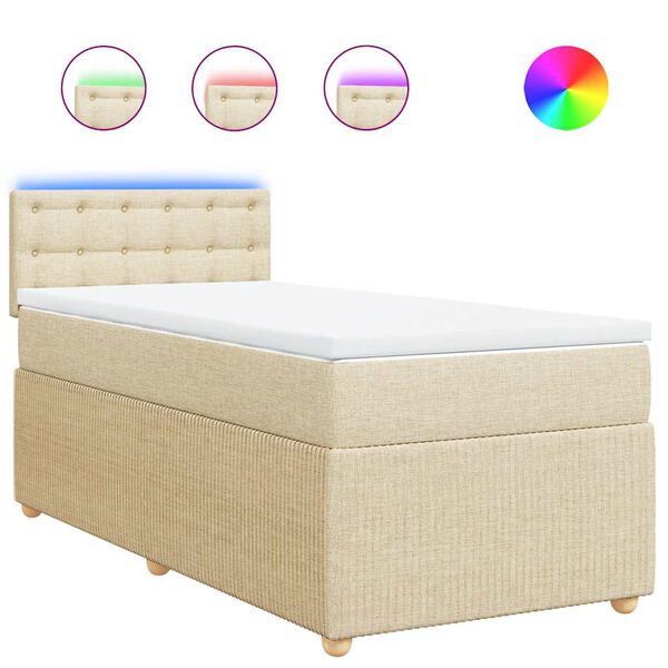 vidaXL Sommier &agrave; lattes de lit avec matelas Cr&egrave;me 100x200 cm Tissu