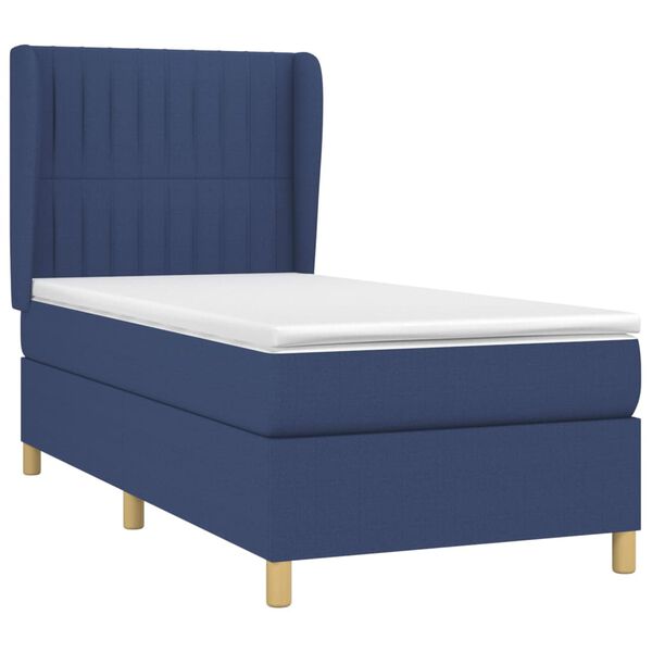 vidaXL Sommier &agrave; lattes de lit avec matelas Bleu 90x200 cm Tissu