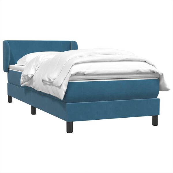 vidaXL Sommier &agrave; lattes de lit et matelas bleu fonc&eacute; 90x220 cm velours