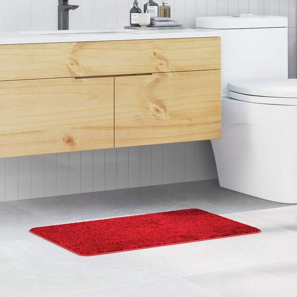 vidaXL Tapis de bain antid&eacute;rapant Rouge 50 x 80 cm PP
