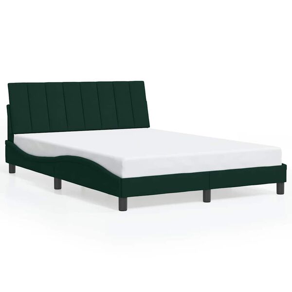vidaXL Cadre de lit sans matelas Hanko vert fonc&eacute; 140x190 cm velours