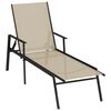 vidaXL Chaise longue acier et tissu textil&egrave;ne cr&egrave;me