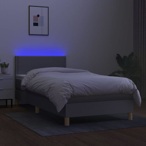 vidaXL Sommier &agrave; lattes de lit avec matelas et LED Gris clair 80x200cm