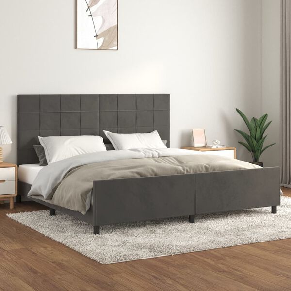 vidaXL Cadre de lit sans matelas gris fonc&eacute; 200x200 cm velours