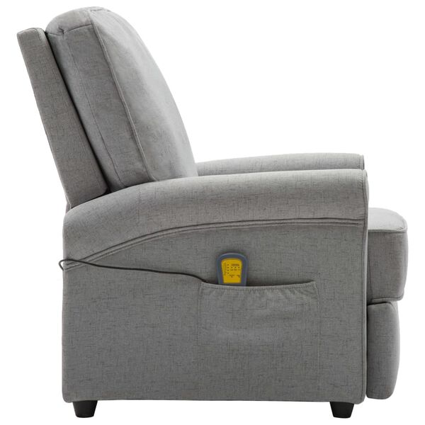 vidaXL Fauteuil de massage Gris clair Tissu
