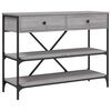 vidaXL Table console avec tiroirs et &eacute;tag&egrave;res gris bois d'ing&eacute;nierie