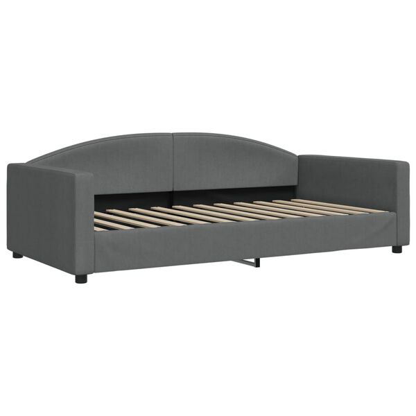 vidaXL Lit de jour avec gigogne et matelas gris fonc&eacute; 100x200 cm tissu