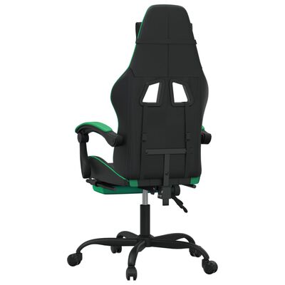 vidaXL Chaise de jeu avec repose-pied Noir et vert Similicuir