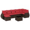 vidaXL Ensemble de canap&eacute; de jardin 8 pcs avec coussins marron r&eacute;sine tress&eacute;e